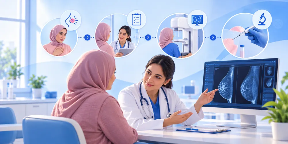 تشخيص سرطان الثدي: الفحوصات والخزعة وتحليل النتائج